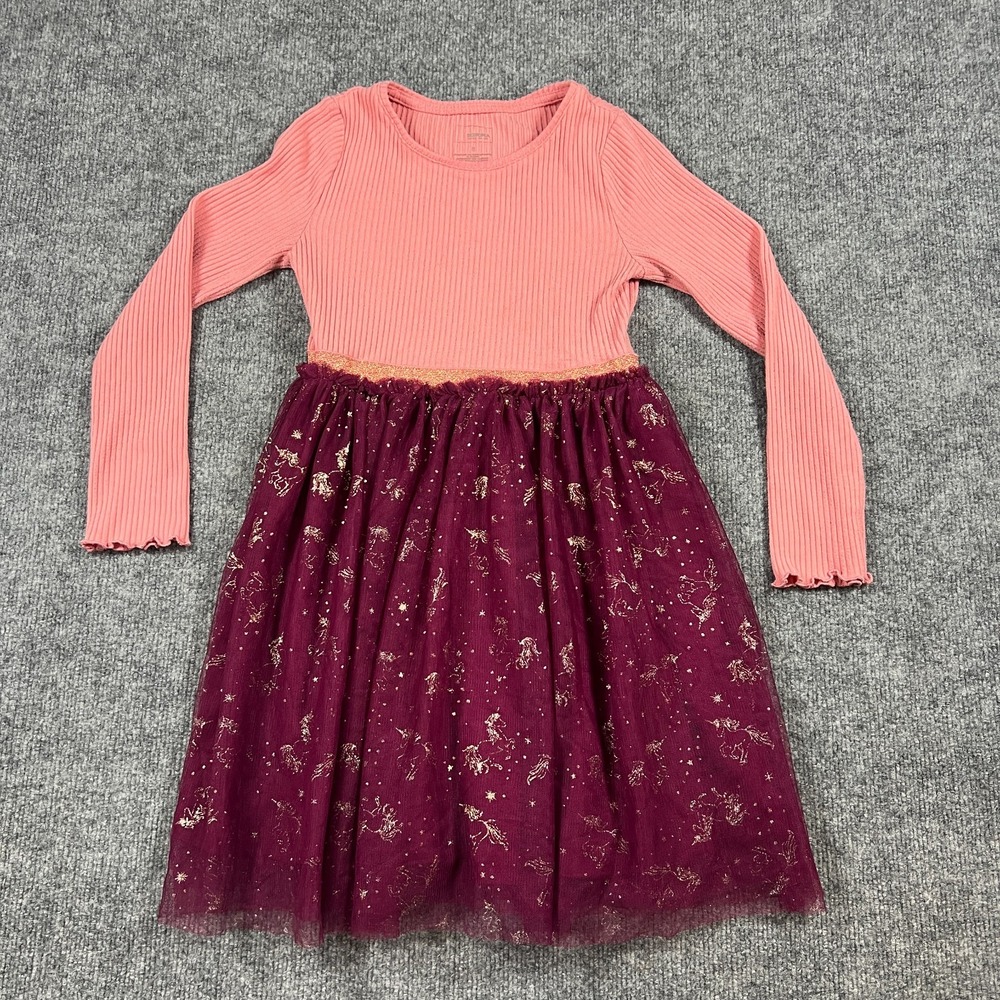 Sonoma Fit & Flare Dress Girls 8 Multicolor Rib Knit Glitter Elastic Waistband